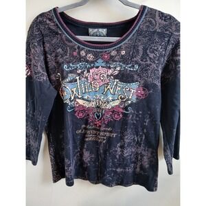 VANILLA SUGAR‎ OUTLAWS TOP VINTAGE  SEQUINS Cowboy western Large
